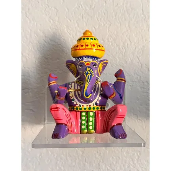 Vibrant Varanasi Musical Ganesha (natural dye) - set of 6 - Picture 3 of 8